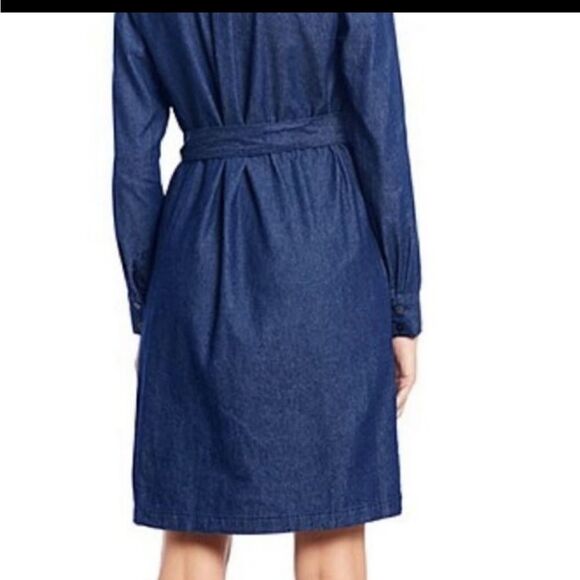 Draper James Chambray Belted Ruffle Long Sleeve Shift Dress - Picture 4 of 14